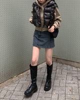 ハイクロップ中綿ベスト