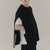 サイドオープンニットベスト / SIDE OPEN KNIT VEST_BLACK