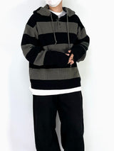 ストライプウォーマーフードニットウェア/Stripe Warmer Hood-Knitwear