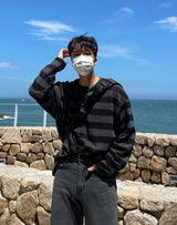 ストライプパンチロングスリーブニット / STRIPED PUNCHING LONG SLEEVE KNITWEAR(3COLOR)