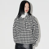 Overfit Hound Tooth Knit Anorak [BLACK] (6618825392246)