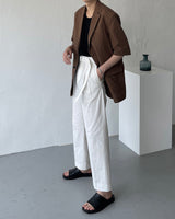 マンスリネンツータックベルトスラックス / Month )  linen two-tuck belt slacks (3 colors)