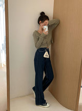 [Four-season item!] ストレートワイドデニムパンツ