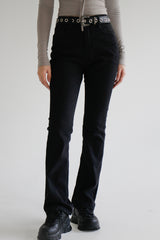 スリップブラックデニムパンツ/no.2330 slip black denim pants
