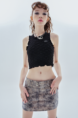スモッグレザーローライズスカート / smog leather lowrise skirt_charcoal