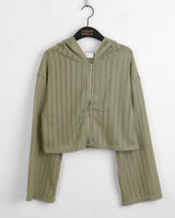 Solu See-Through Cropped Hoodie Cardigan Zip-Up