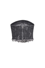 デニムパネルドチューブトップ / DENIM PANELLED TUBE TOP (BLACK)