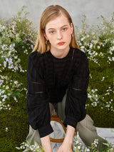 レースリンクルパフブラウス / Lace Wrinkle Puff Blouse (2colors)