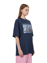 スリーキャッツTシャツ/[i-ts21-012] THREE CATS T-SHIRT_NAVY