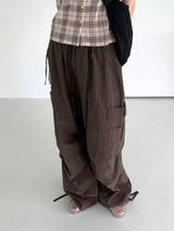 ウカシャーリングツーウェイジョガーリネンワイドカーゴパンツ / Uka shirring two-way jogger linen wide cargo pants