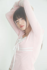 LACE RIBBON TOP (BABY PINK)