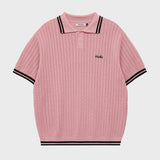 Line collar half sleeve knit
