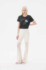 チェリーレースブーツカットパンツ / CHERRY LACE BOOTCUT PANTS [IVORY]