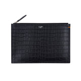 クロコダイルエンボクラッチ/CROCODILE EMBO CLUTCH-BLACK