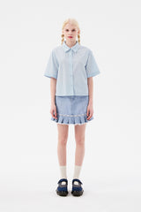 モノチェリークロップショートスリーブシャツ / MONO CHERRY CROP SHORT SLEEVE SHIRT [SKY]