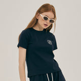 モーメントクールコットンニードルワーク 1/2 Tシャツ / moment coolcotton needlework 1/2 tee (navy)