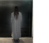 [UNISEX] Wool back button maxi long coat (Gray)