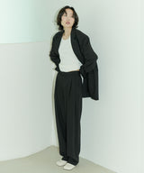 UNISEX PINTUCK STITCH WIDE PANTS W - BLACK (6689418903670)