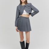 CHAIN PLEATS LAP SKIRT GRAY (6682534609014)