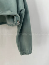 Fleece 6 color collar cropped sweatshirt