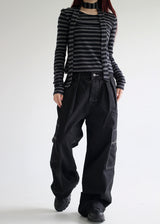ストライプスカーフセットTシャツ/Stripe scarf set T-shirt (2color)