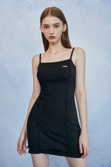 HIDE Lettuce Edge Line Dress (Black) (6570971463798)