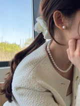 [92.5silver] cotton pearl earrings_ivory (2sizes)