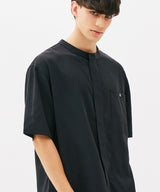 ONE POCKET MINIMAL COLLAR OVERFIT SHIRT (NAVY) (6585497256054)