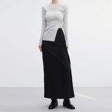 Ash long D belt skirt