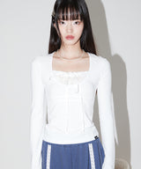 レースリボントップ (WHITE)