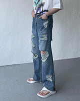 ダメージワイドパンツ / SK Damage Wide Pants (2 colors)