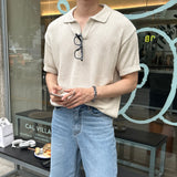 アンダーブックルオープンカラーショートスリーブニットウェア / Ander Bookle Open Collar Cool Short-Sleeved Knitwear (4 colors)