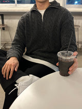 LMN プレミアムツイストセミジップアップニットウェア / LMN Premium Twisted Semi-Zipup Knitwear (7 color)
