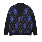 バルキーブラシアンドアーガイルカーディガン/Bulky Brush and Argyle Cardigan_3color