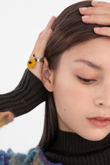 チャビーハートペンダントサージカルオープンリング/Chubby heart pendant surgical open ring (yellow)