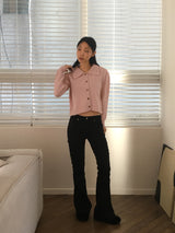 Habe low-rise slab cotton bootcut pants