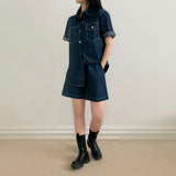 Overfit Denim Short Sleeve Shirt Setup