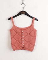 サリーボタンパンチングレイヤードニットノースリーブ / Sally button punching layered knit sleeveless