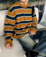 ウォパラウンドネックストライプモヘアニットウェア / EV WOPA Round Neck Striped Mohair Knitwear (3 colors)