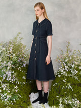 ツーボタンカラースティッチドレス / Two Button Collar Stitch Dress
