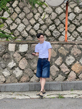 Well Button denim half pants 2color