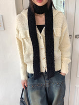 Loder wool collar pocket knit long-sleeved cardigan