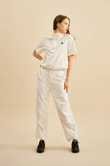 モノチェリーウーブンハーフプルオーバー／MONO CHERRY WOVEN HALF PULLOVER [IVORY]