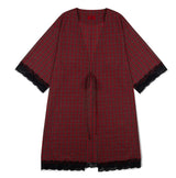 0 9 tartan check lace robe