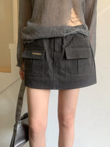 Even Stitch Pocket Cargo Cotton Mini Skirt