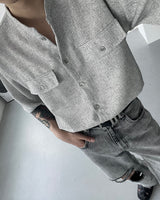 CR ツイードラウンドハーフシャツ / CR Tweed Round Half Shirt (2 colors)