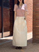 マイビーバンディングストリングコットンカーゴロングスカート / Mybi Banding String Cotton Cargo Long Skirt