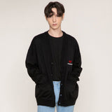 [UNISEX] Heartboard embroidered knit cardigan (6658483126390)