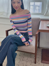 レインボーストライプトップ / rainbow stripe top