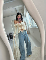 Strap Cargo Wide Jeans